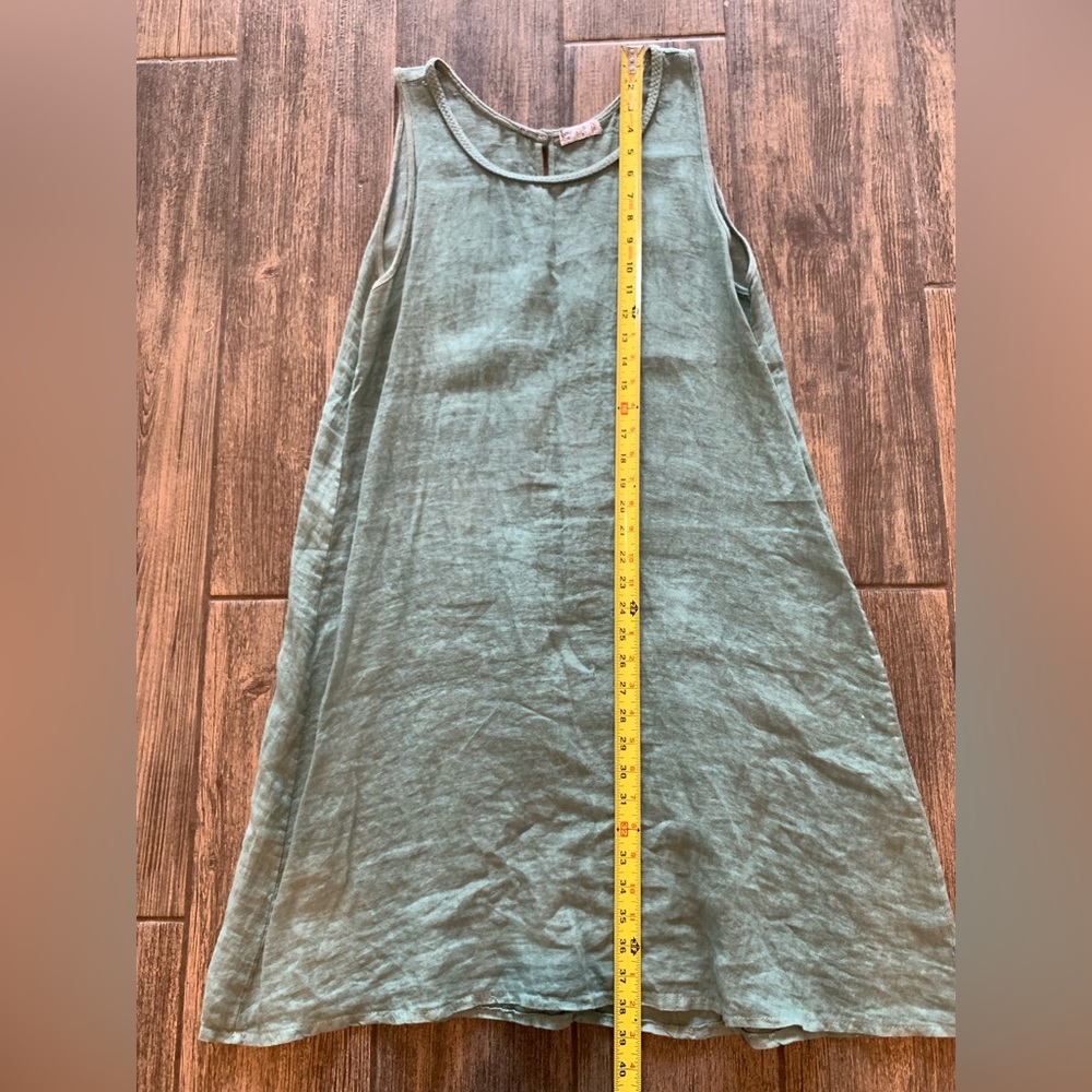 Linen Teal Braided Long Tank Top - Picture 5 of 6